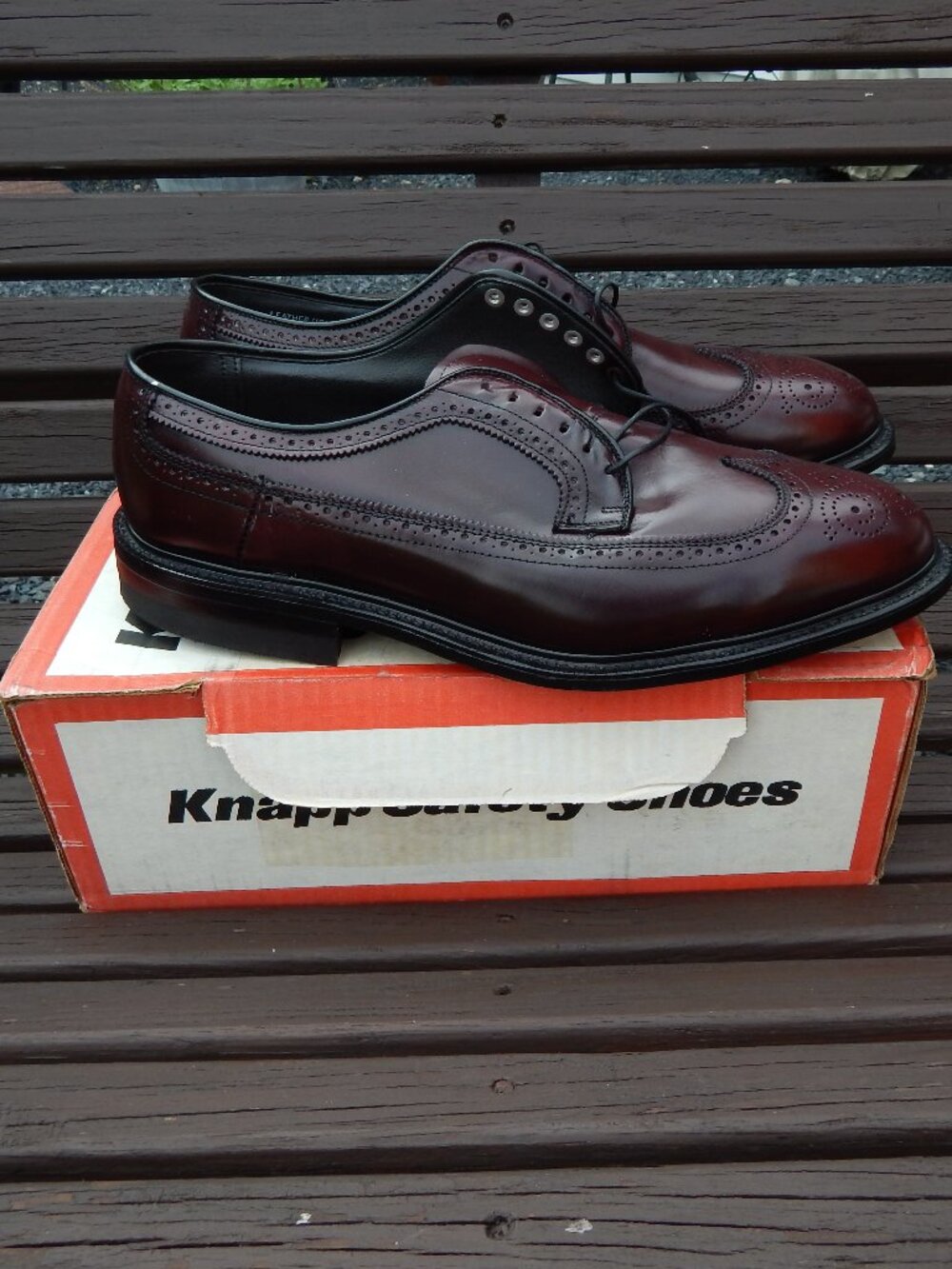 KNAPP Wingtip Brogue Shoes Leather Oxblood Men’s 10.5 EE/D Made In USA NEW****
